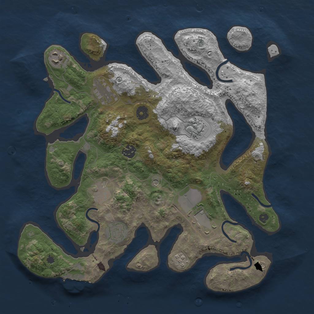 Rust Map: Procedural Map, Size: 3500, Seed: 411543, 12 Monuments
