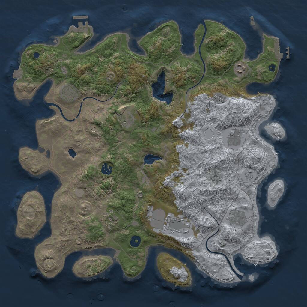 Rust Map: Procedural Map, Size: 4096, Seed: 32843481, 15 Monuments