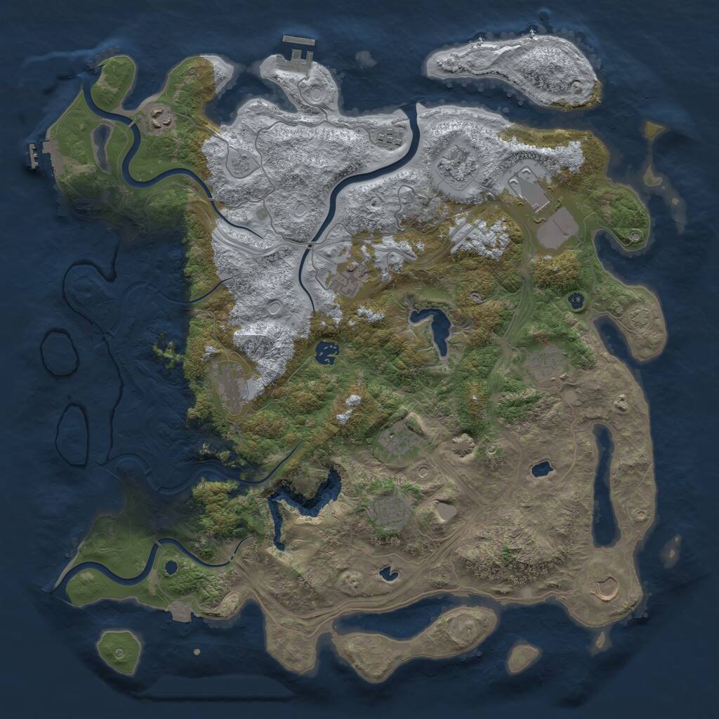 Rust Map: Procedural Map, Size: 4500, Seed: 823280, 17 Monuments