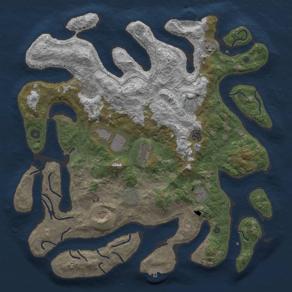 Rust Map: Procedural Map, Size: 4500, Seed: 574384, 15 Monuments