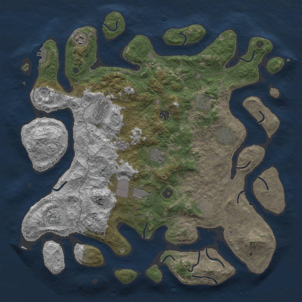 Rust Map: Procedural Map, Size: 4500, Seed: 443649, 14 Monuments