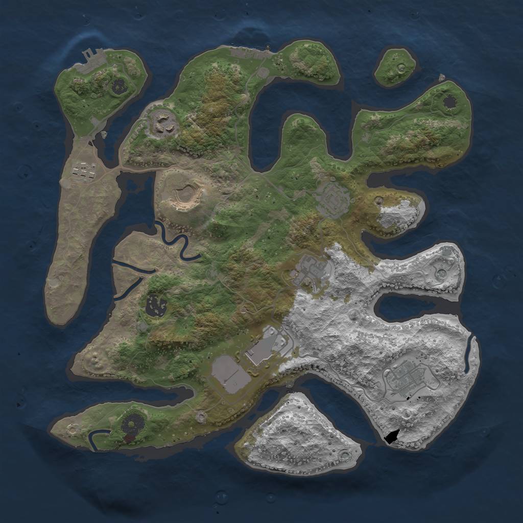Rust Map: Procedural Map, Size: 3500, Seed: 924775, 13 Monuments