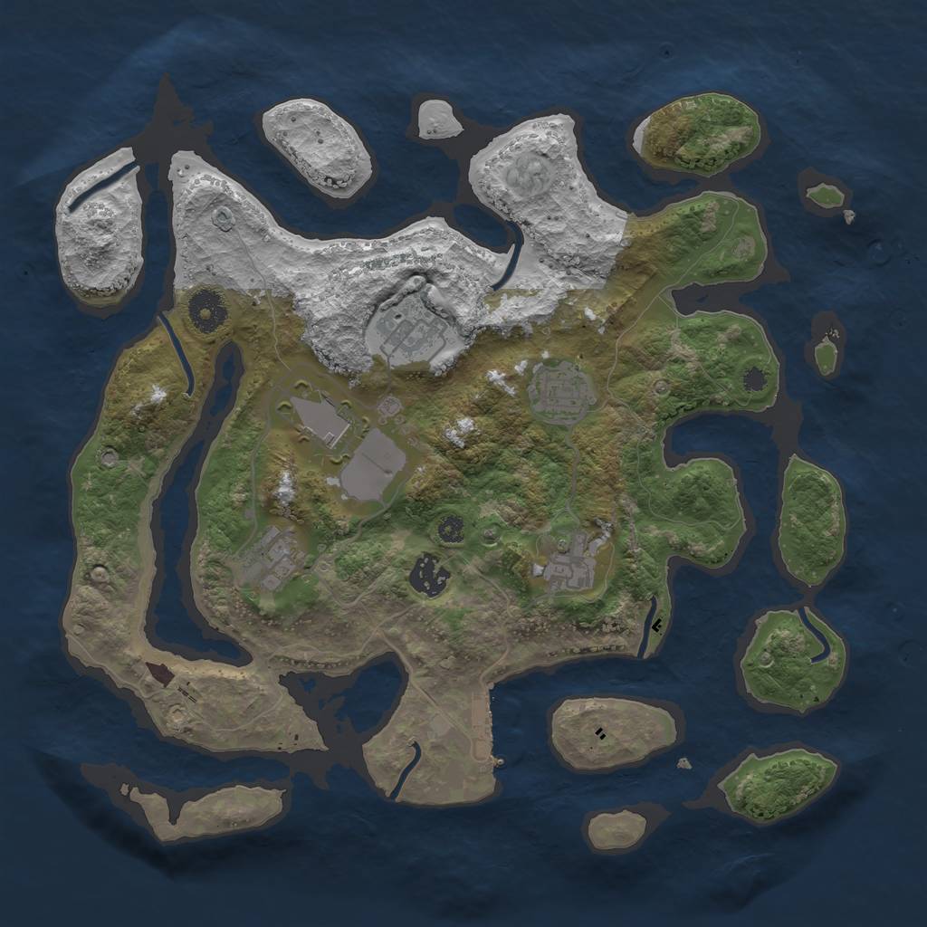 Rust Map: Procedural Map, Size: 3500, Seed: 203424, 9 Monuments