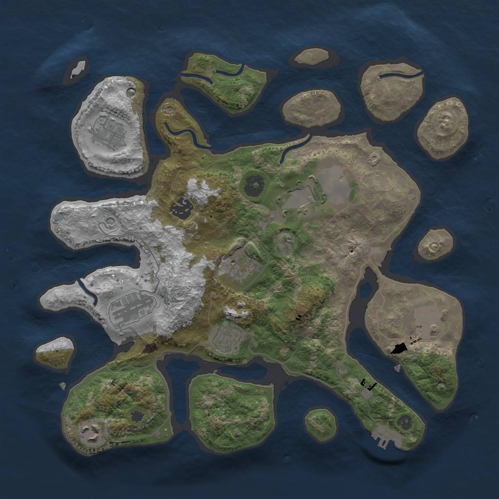 Rust Map: Procedural Map, Size: 3500, Seed: 243, 12 Monuments