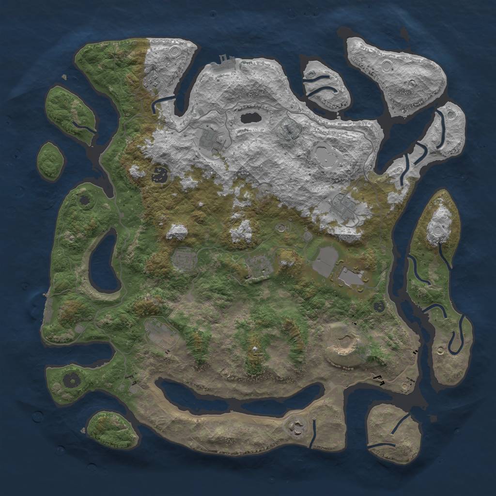 Rust Map: Procedural Map, Size: 4500, Seed: 908408, 18 Monuments