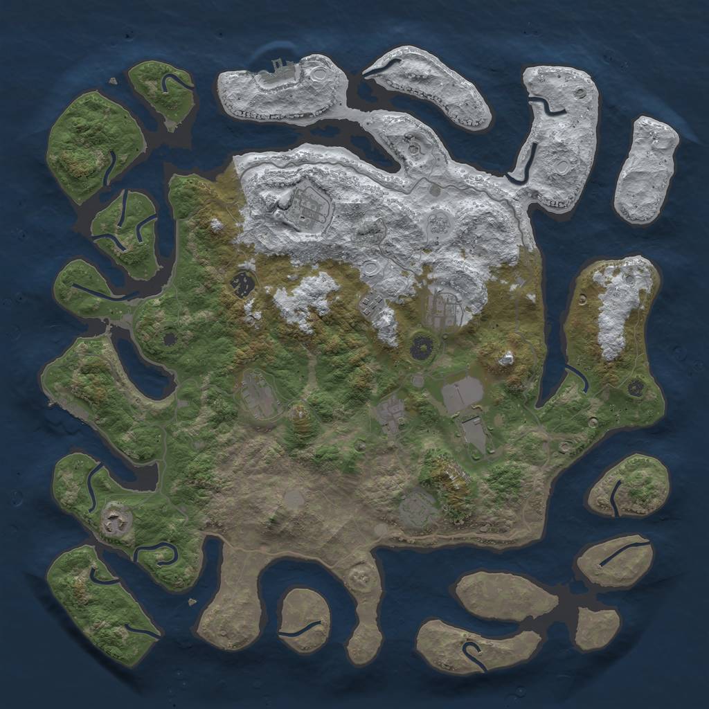 Rust Map: Procedural Map, Size: 4500, Seed: 398457, 18 Monuments