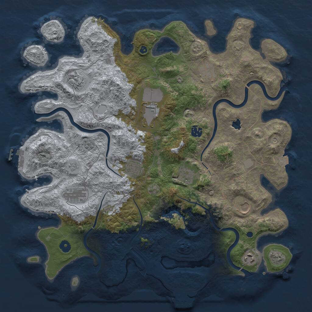 Rust Map: Procedural Map, Size: 4096, Seed: 1826973860, 16 Monuments
