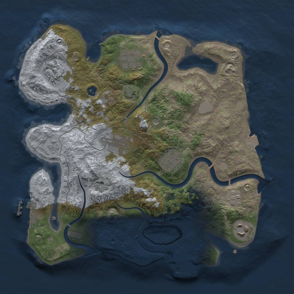 Rust Map: Procedural Map, Size: 3000, Seed: 2116122325, 12 Monuments
