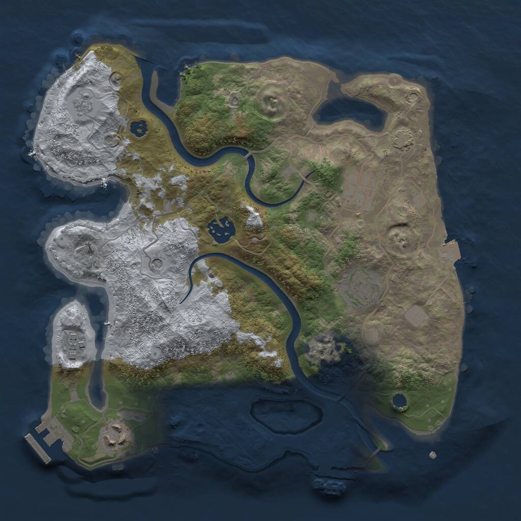 Rust Map: Procedural Map, Size: 3000, Seed: 2116122325, 11 Monuments