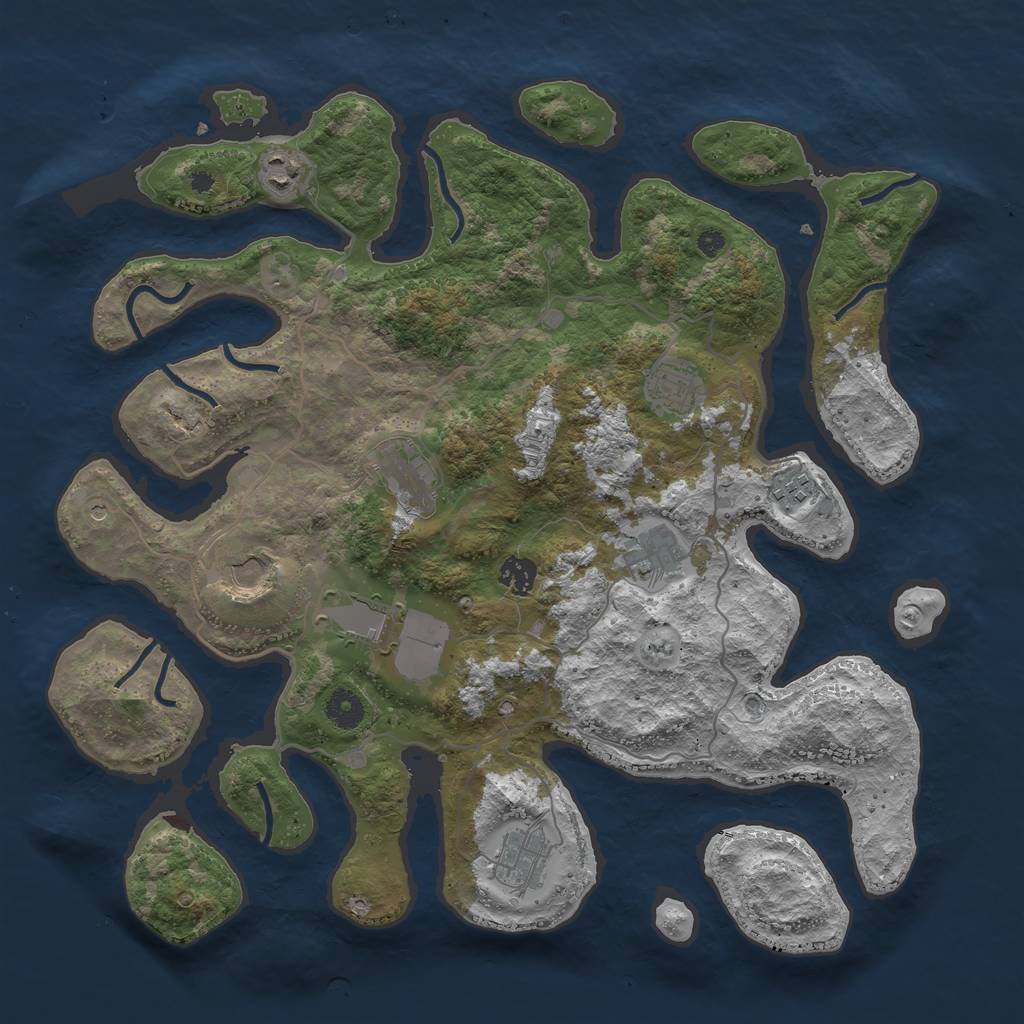 Rust Map: Procedural Map, Size: 4000, Seed: 2543516, 12 Monuments