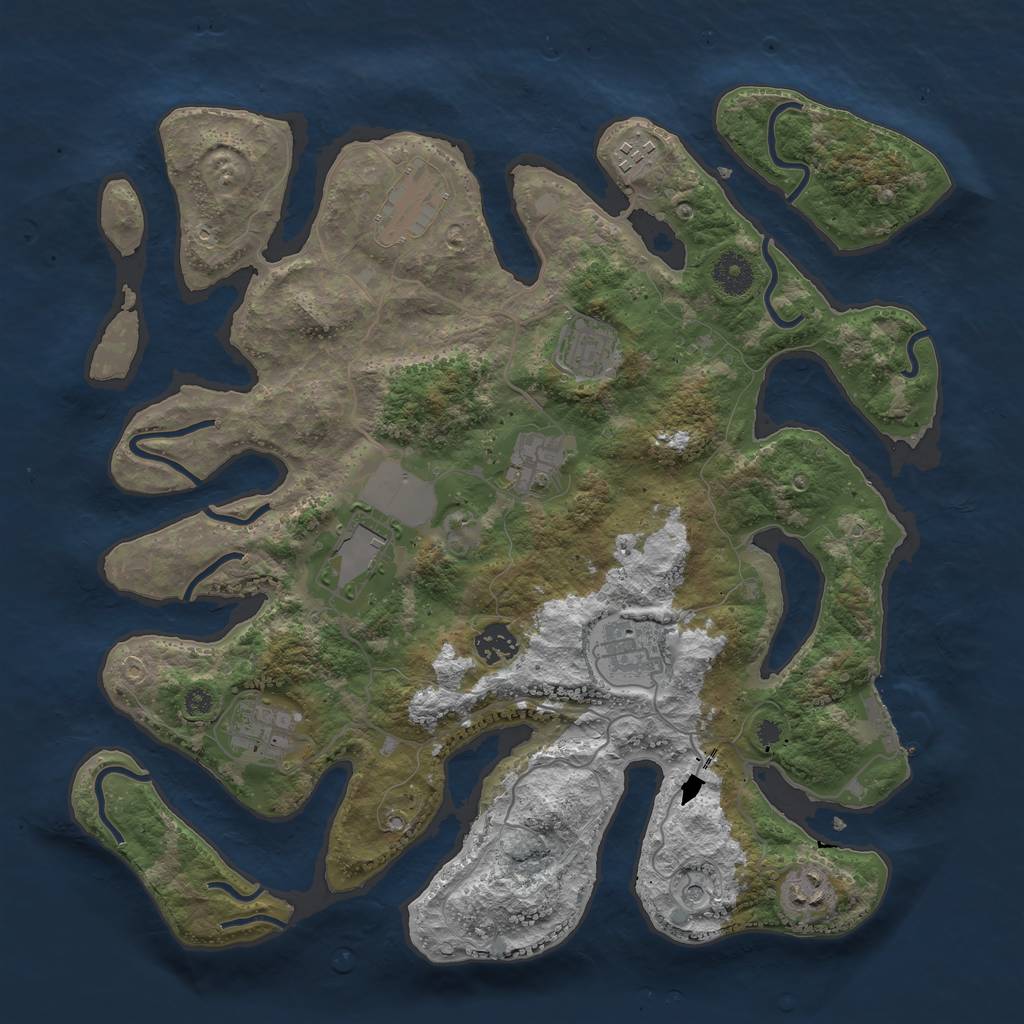 Rust Map: Procedural Map, Size: 3750, Seed: 5391106, 13 Monuments