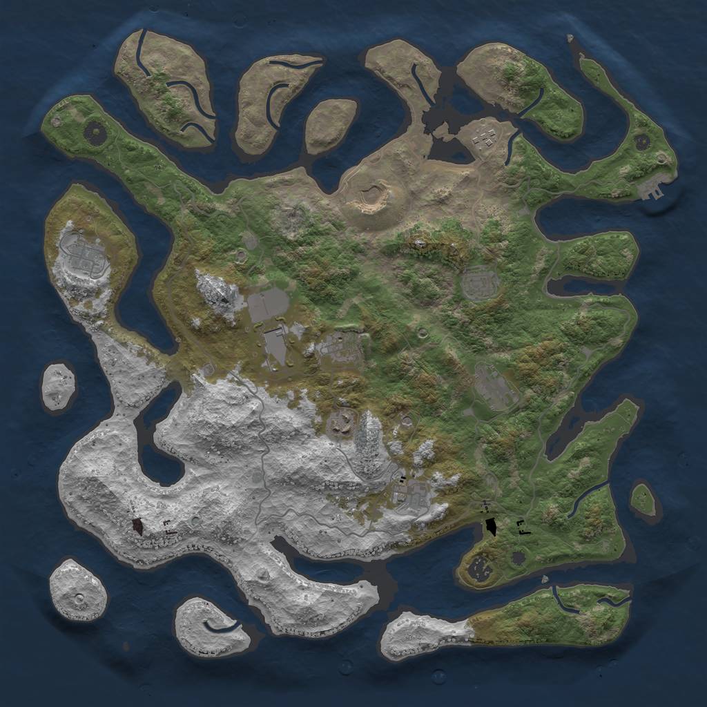 Rust Map: Procedural Map, Size: 4500, Seed: 175771, 14 Monuments