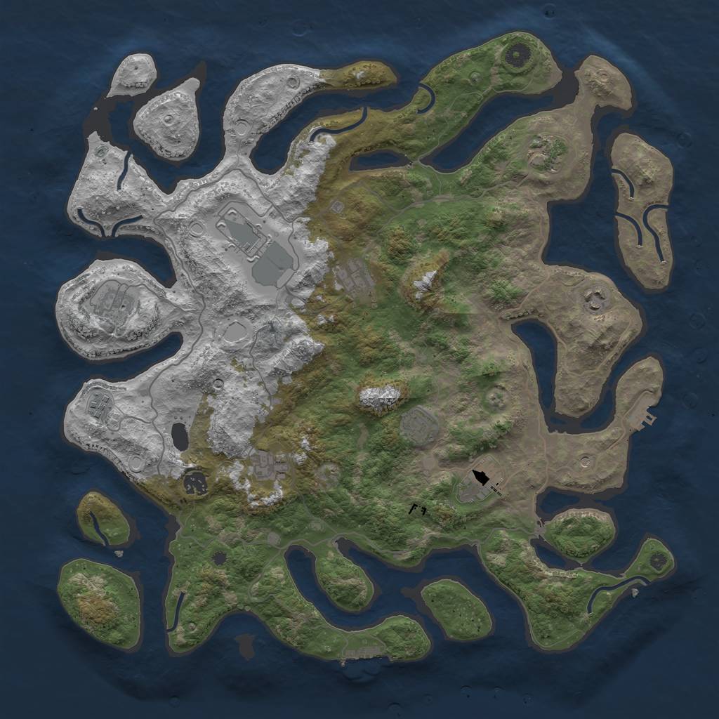Rust Map: Procedural Map, Size: 4500, Seed: 1747860431, 18 Monuments