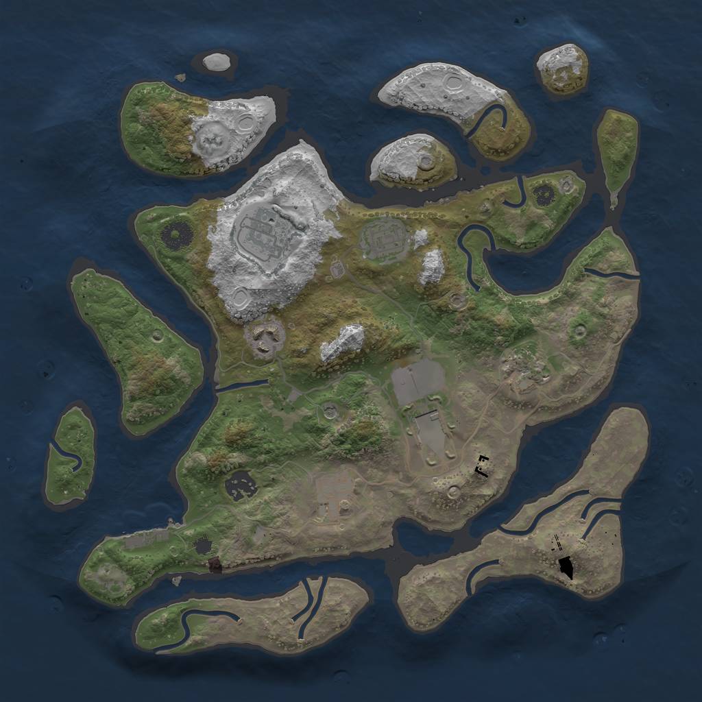 Rust Map: Procedural Map, Size: 3500, Seed: 711964989, 14 Monuments