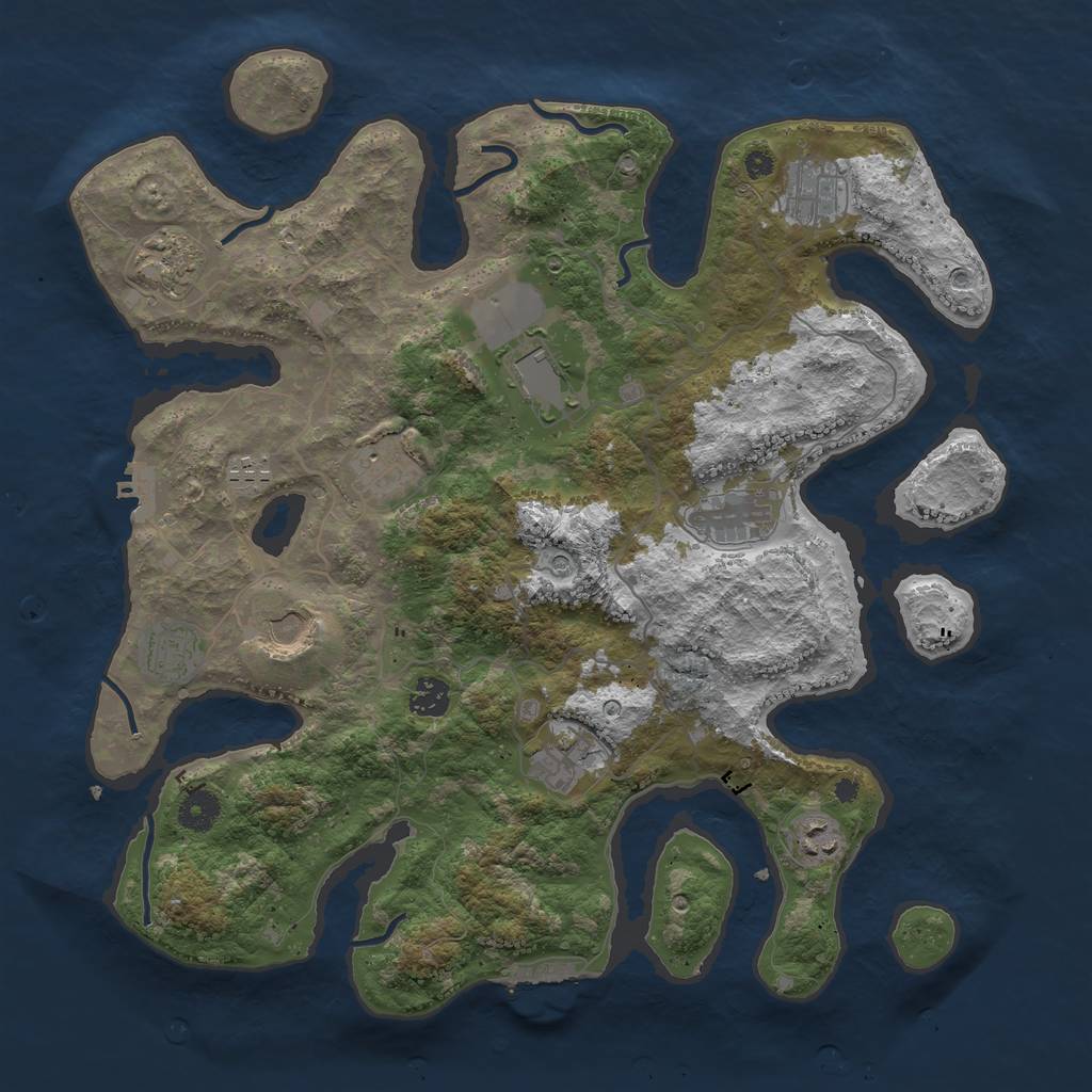Rust Map: Procedural Map, Size: 4000, Seed: 1218869010, 16 Monuments