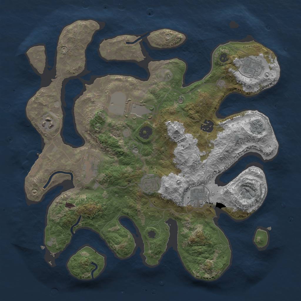 Rust Map: Procedural Map, Size: 3500, Seed: 231653462, 12 Monuments