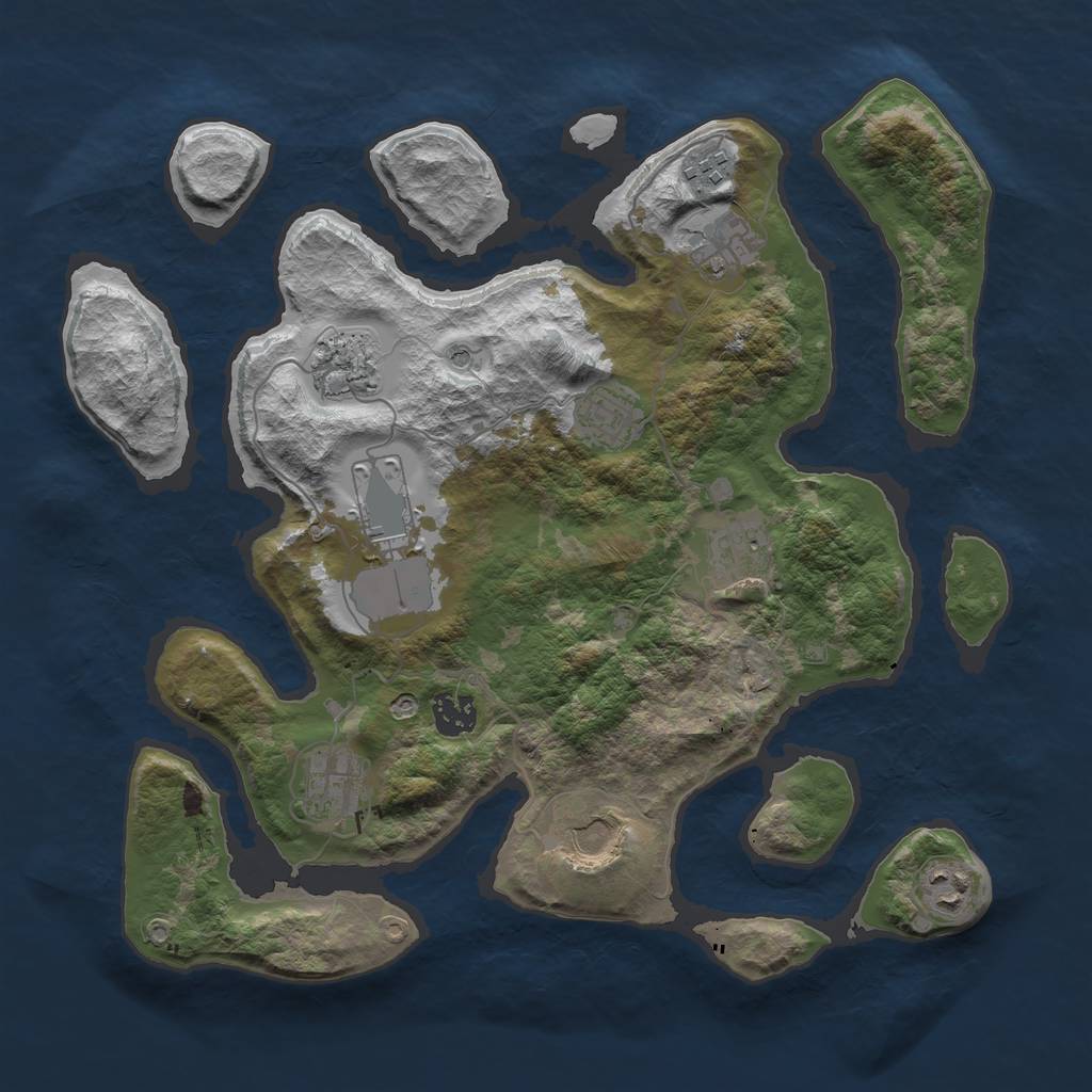 Rust Map: Barren, Size: 3600, Seed: 760160, 13 Monuments