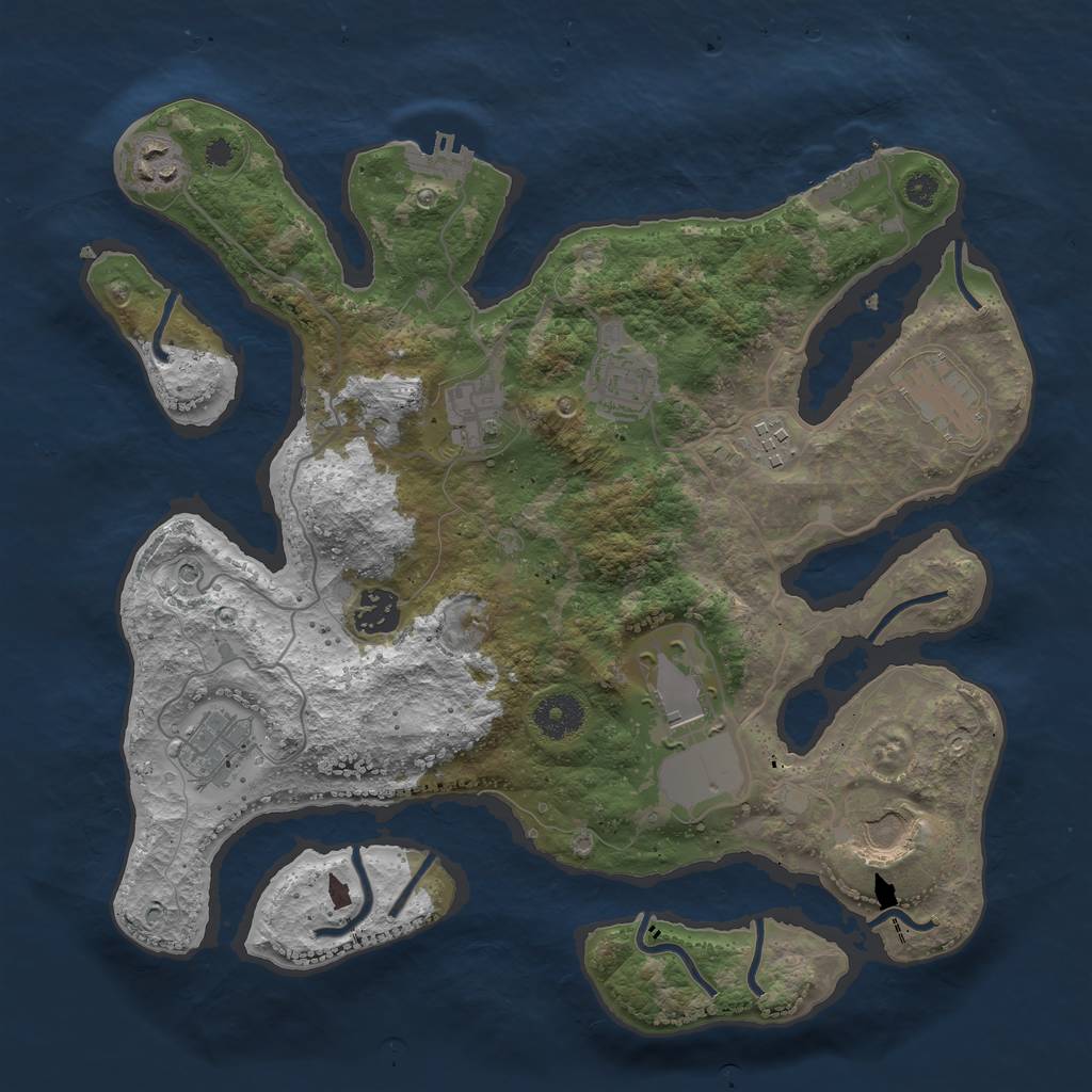 Rust Map: Procedural Map, Size: 3500, Seed: 615457982, 14 Monuments