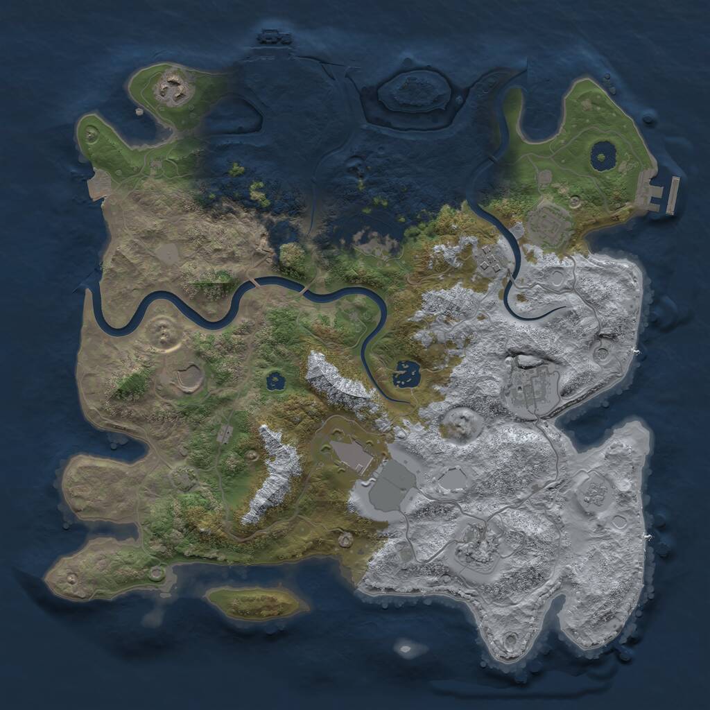 Rust Map: Procedural Map, Size: 3750, Seed: 1082152356, 15 Monuments