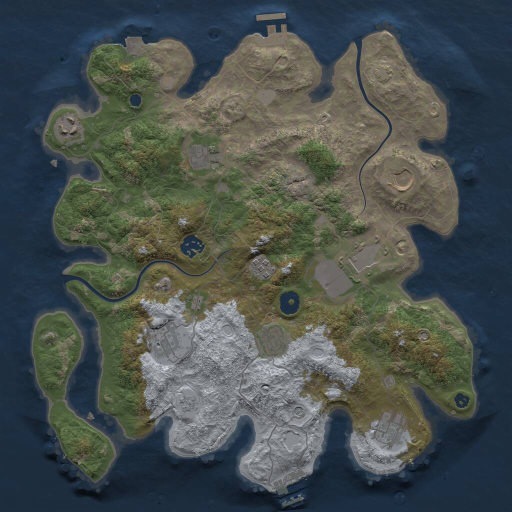 Rust Map: Procedural Map, Size: 3500, Seed: 440674469, 15 Monuments