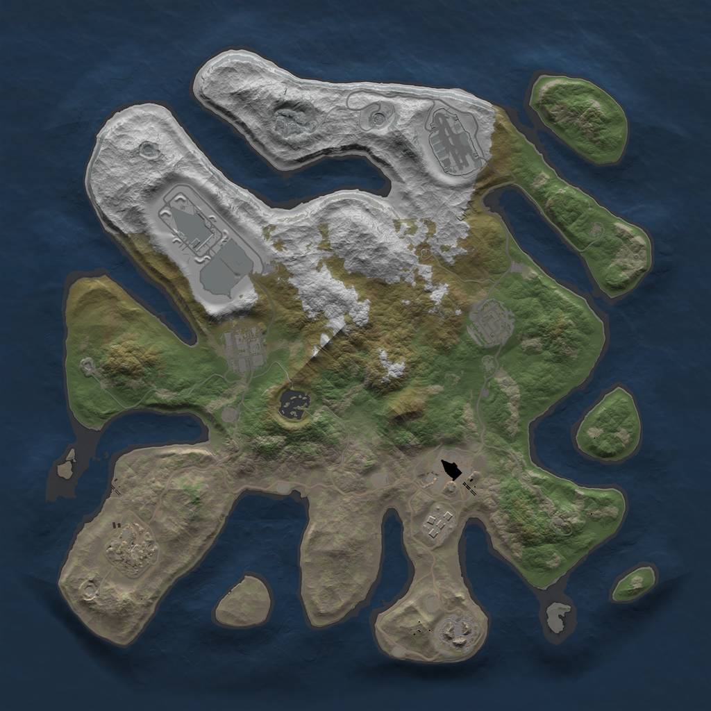 Rust Map: Barren, Size: 3500, Seed: 6666663, 12 Monuments