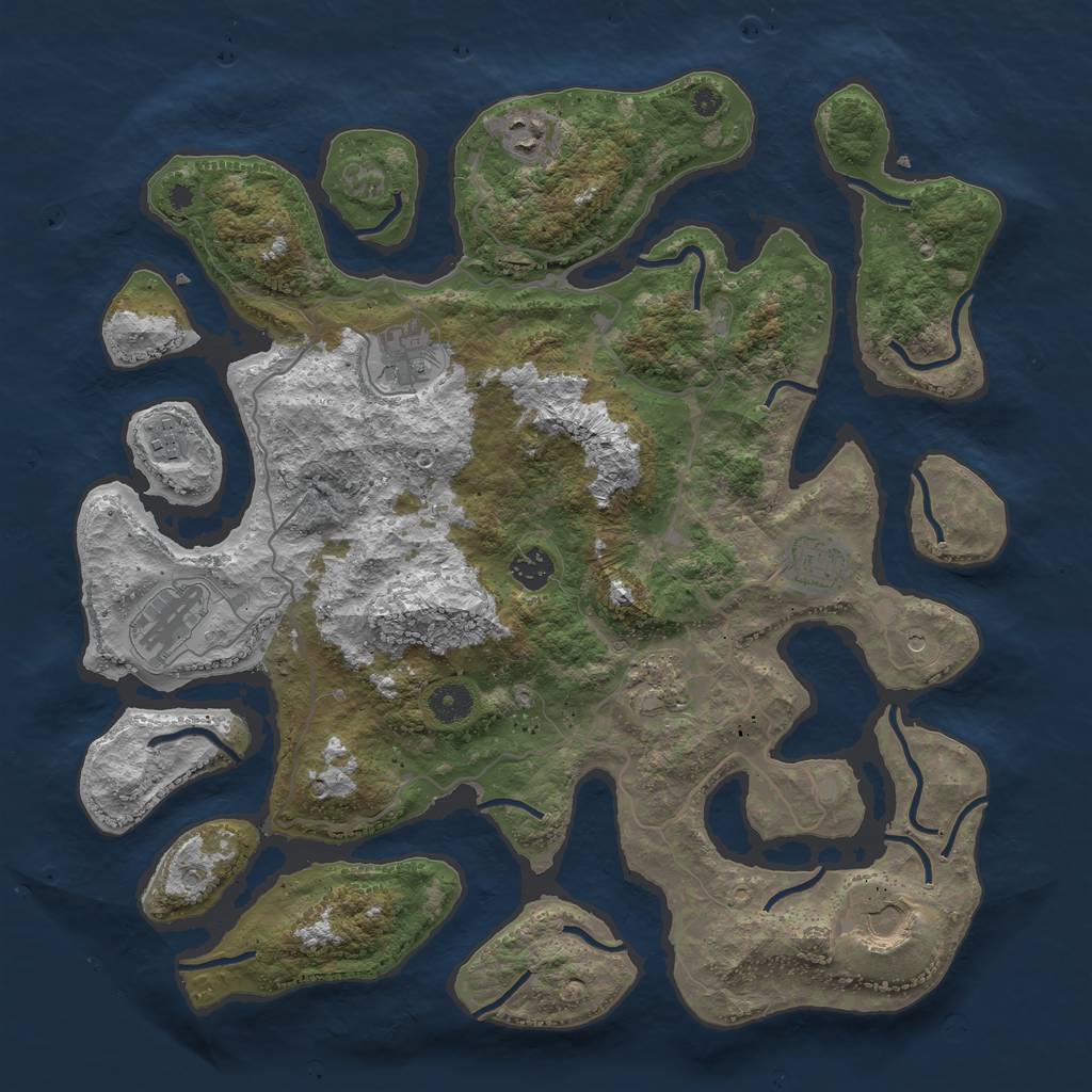 Rust Map: Procedural Map, Size: 4000, Seed: 73452, 11 Monuments