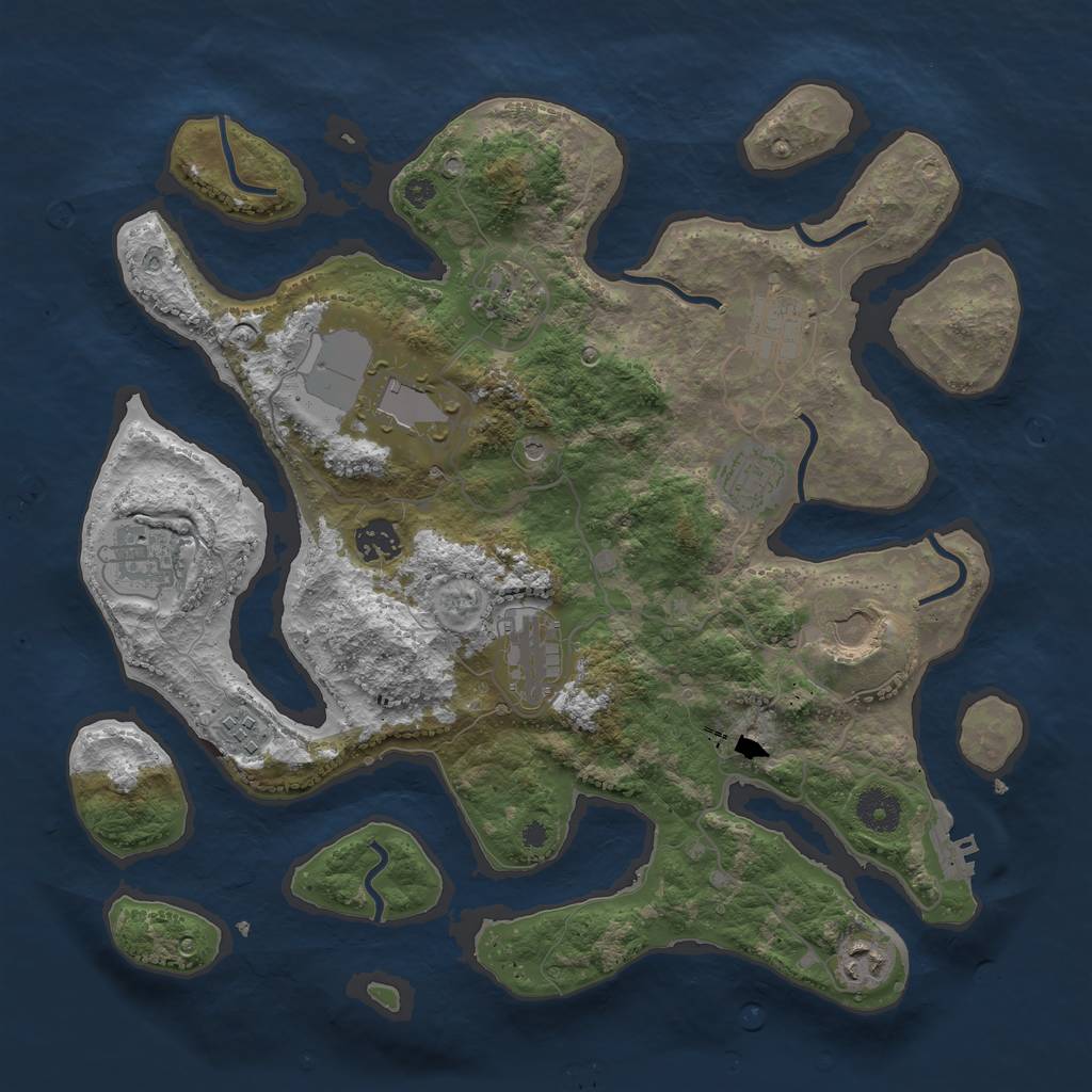Rust Map: Procedural Map, Size: 3700, Seed: 195605439, 14 Monuments