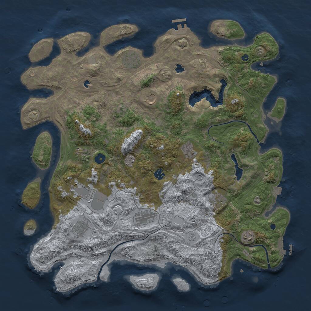 Rust Map: Procedural Map, Size: 4500, Seed: 7205972, 17 Monuments