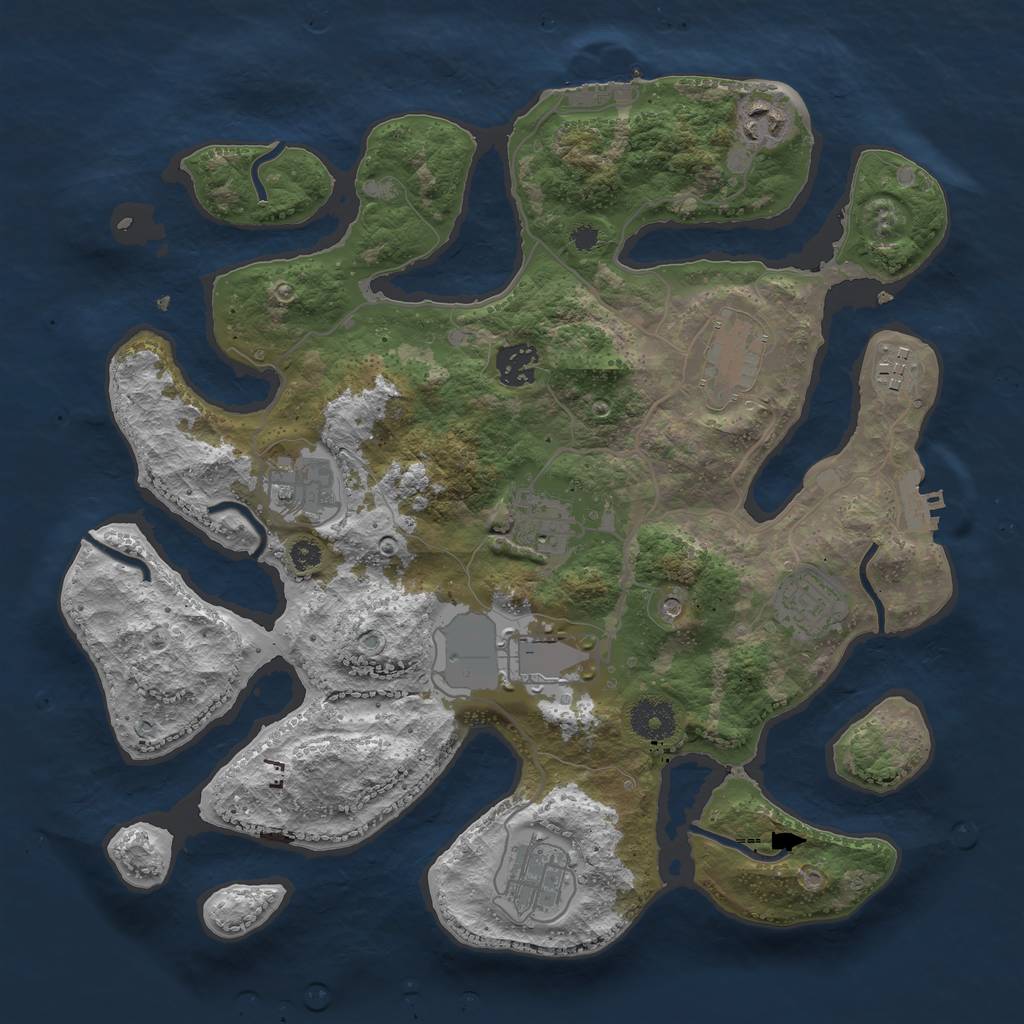 Rust Map: Procedural Map, Size: 3500, Seed: 538054441, 14 Monuments