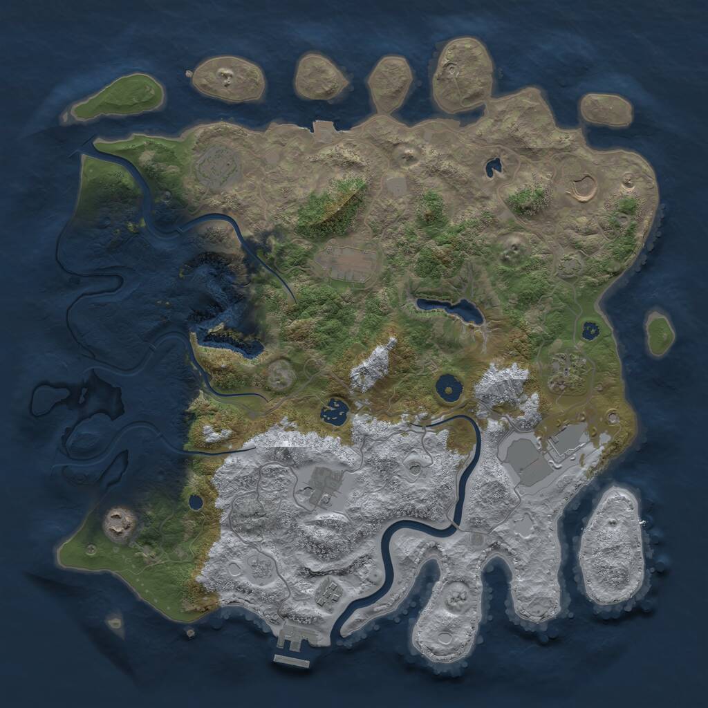 Rust Map: Procedural Map, Size: 4000, Seed: 6480, 14 Monuments