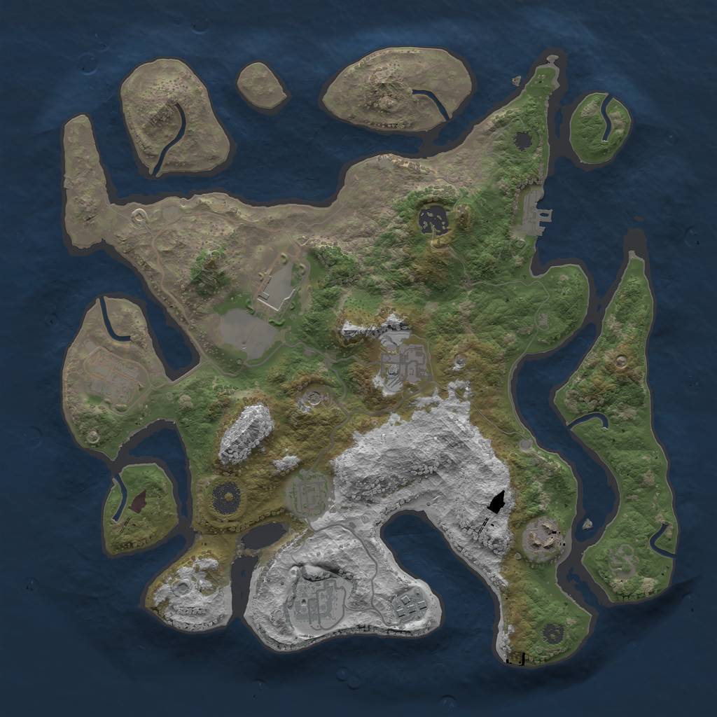 Rust Map: Procedural Map, Size: 3500, Seed: 32567838, 12 Monuments