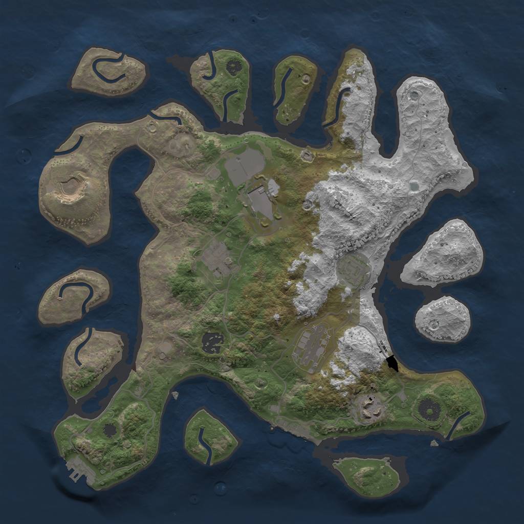 Rust Map: Procedural Map, Size: 3500, Seed: 18029573, 11 Monuments