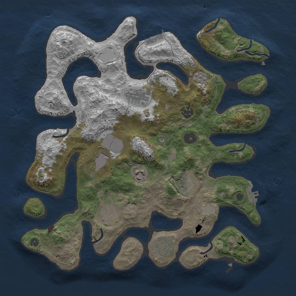 Rust Map: Procedural Map, Size: 3700, Seed: 21423748, 16 Monuments