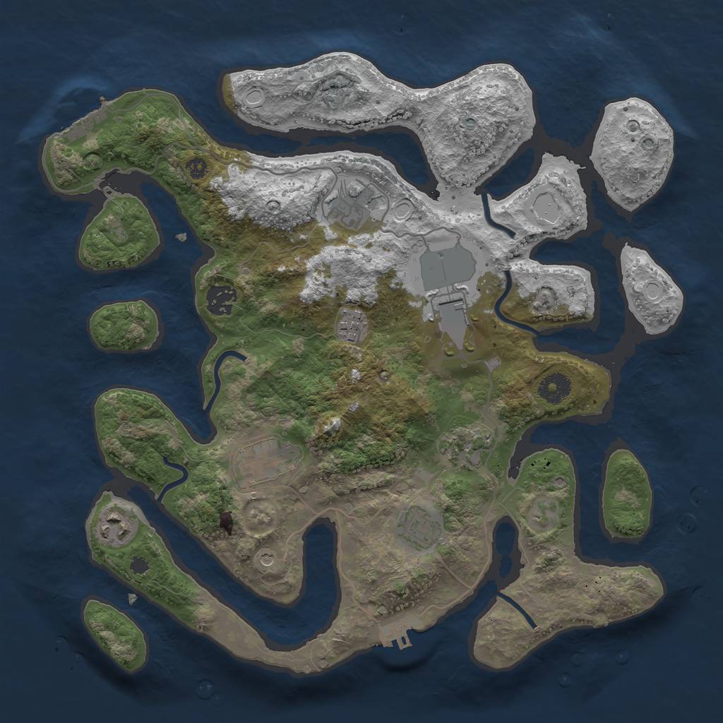 Rust Map: Procedural Map, Size: 3500, Seed: 1990006000, 16 Monuments