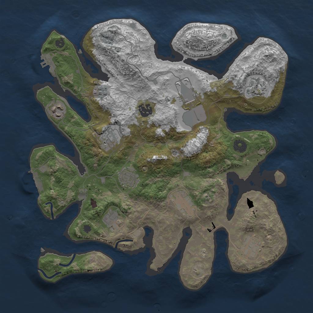 Rust Map: Procedural Map, Size: 3500, Seed: 645545787, 15 Monuments