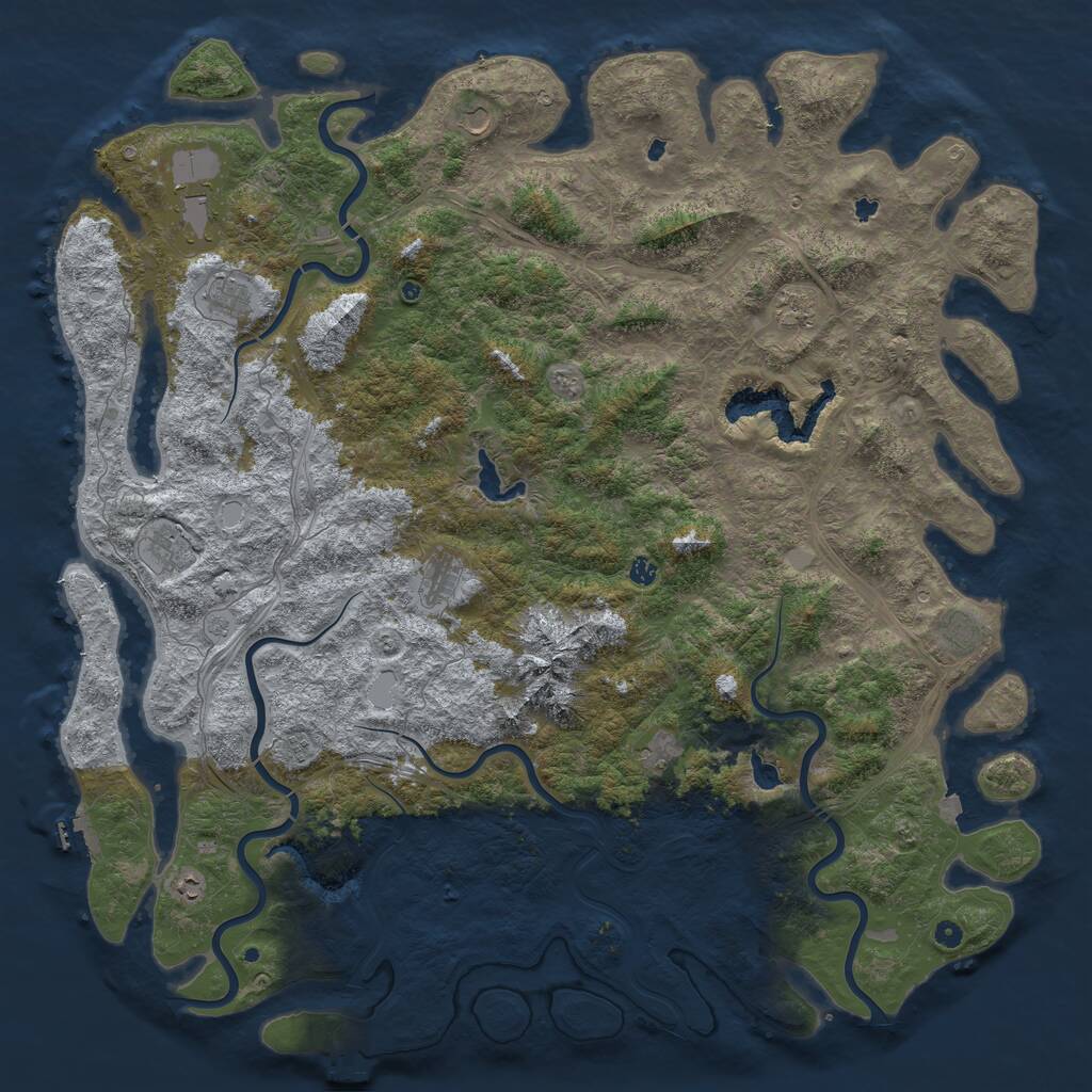Rust Map: Procedural Map, Size: 6000, Seed: 20176265, 17 Monuments