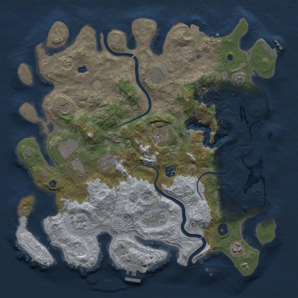 Rust Map: Procedural Map, Size: 4000, Seed: 648911, 16 Monuments