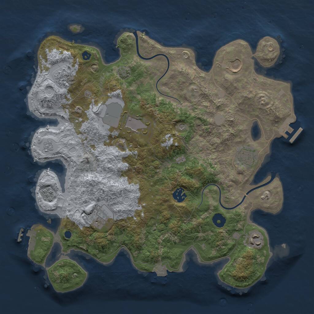 Rust Map: Procedural Map, Size: 3500, Seed: 1124669926, 14 Monuments