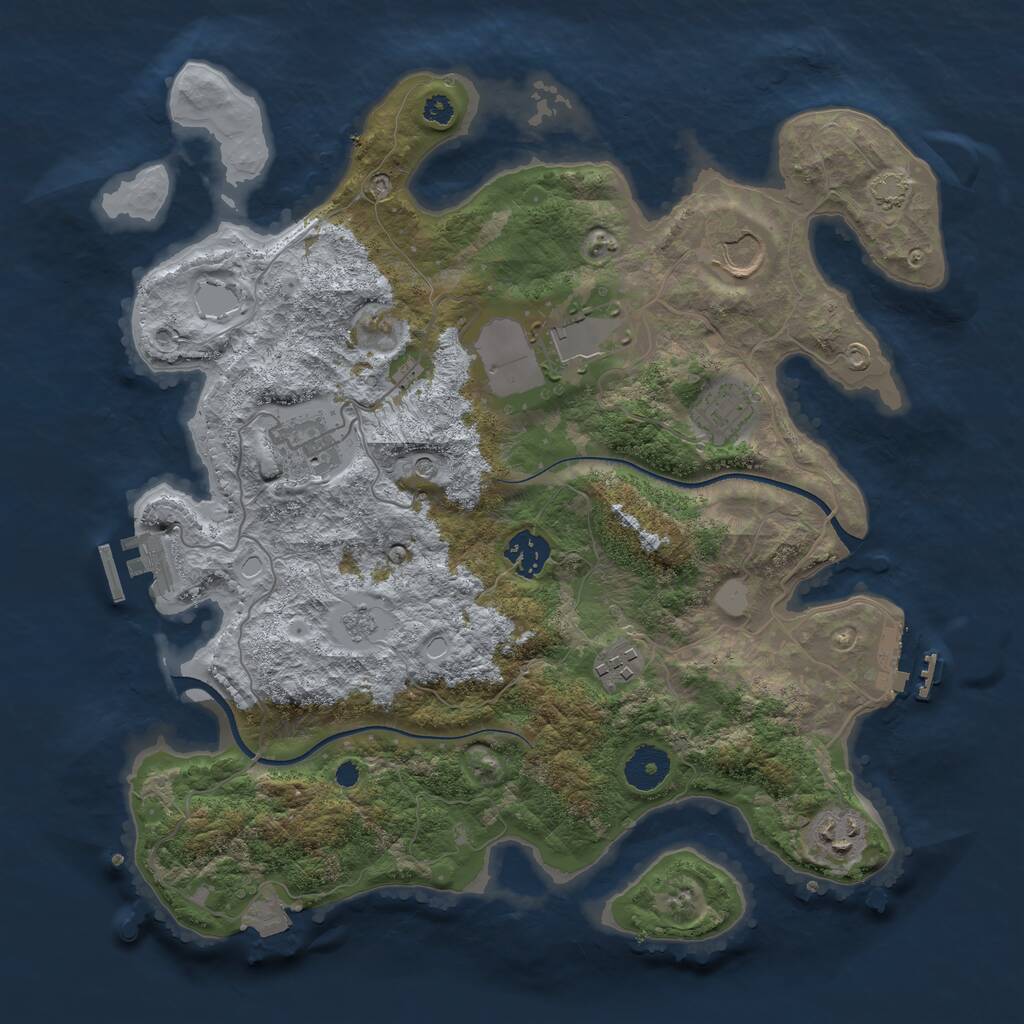 Rust Map: Procedural Map, Size: 3500, Seed: 660824, 13 Monuments