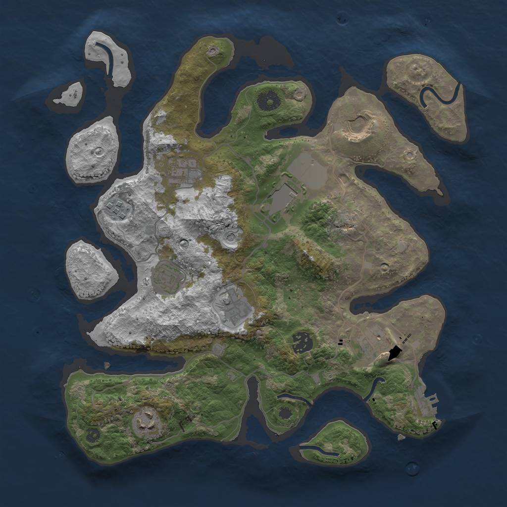 Rust Map: Procedural Map, Size: 3500, Seed: 660824, 13 Monuments