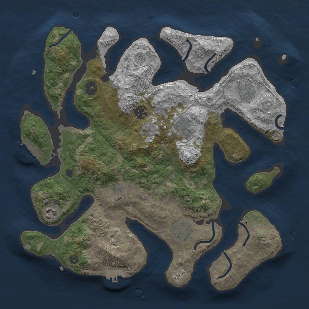 Rust Map: Procedural Map, Size: 3500, Seed: 100376, 12 Monuments