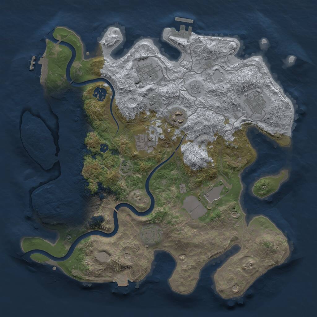 Rust Map: Procedural Map, Size: 3500, Seed: 100376, 14 Monuments
