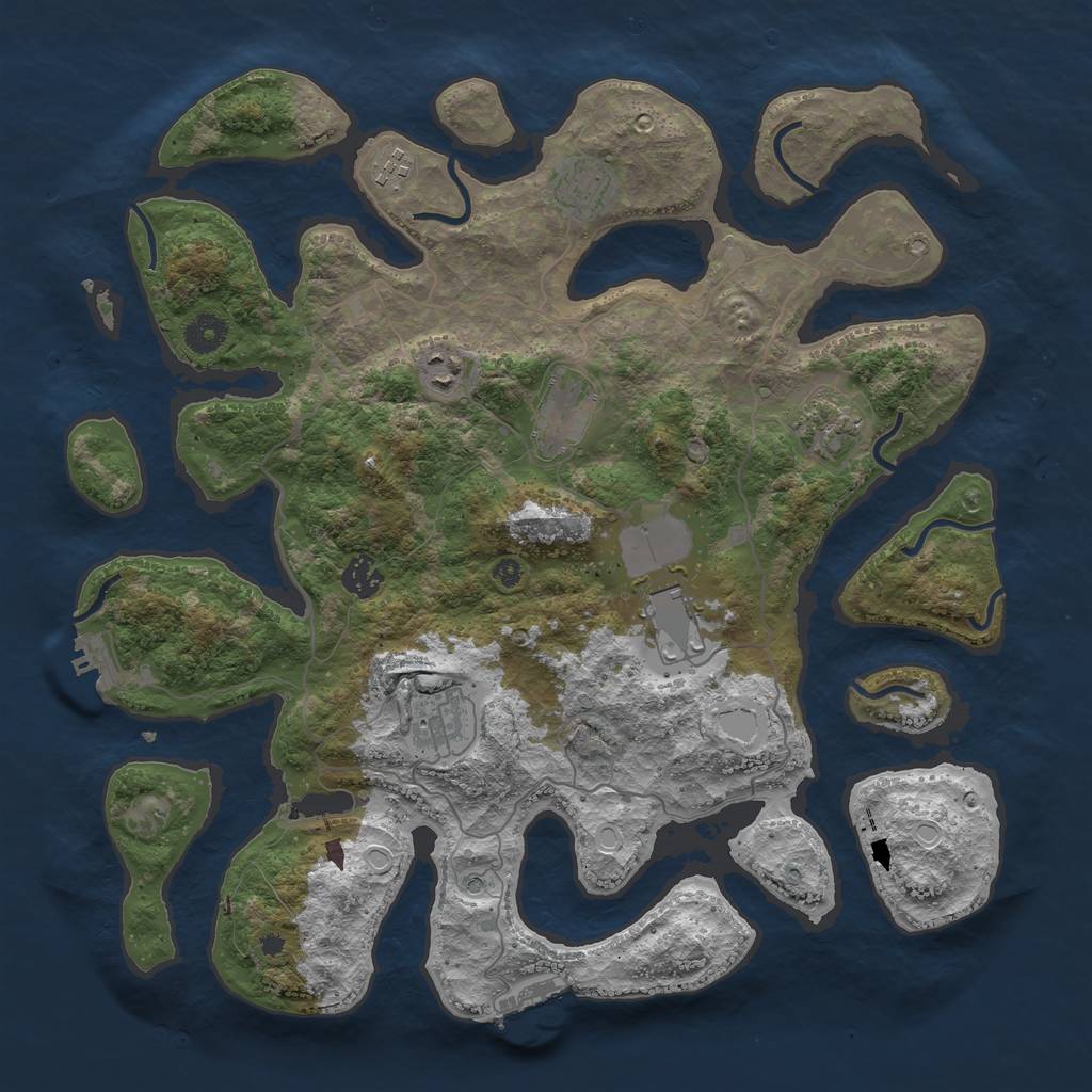 Rust Map: Procedural Map, Size: 4000, Seed: 115201, 16 Monuments