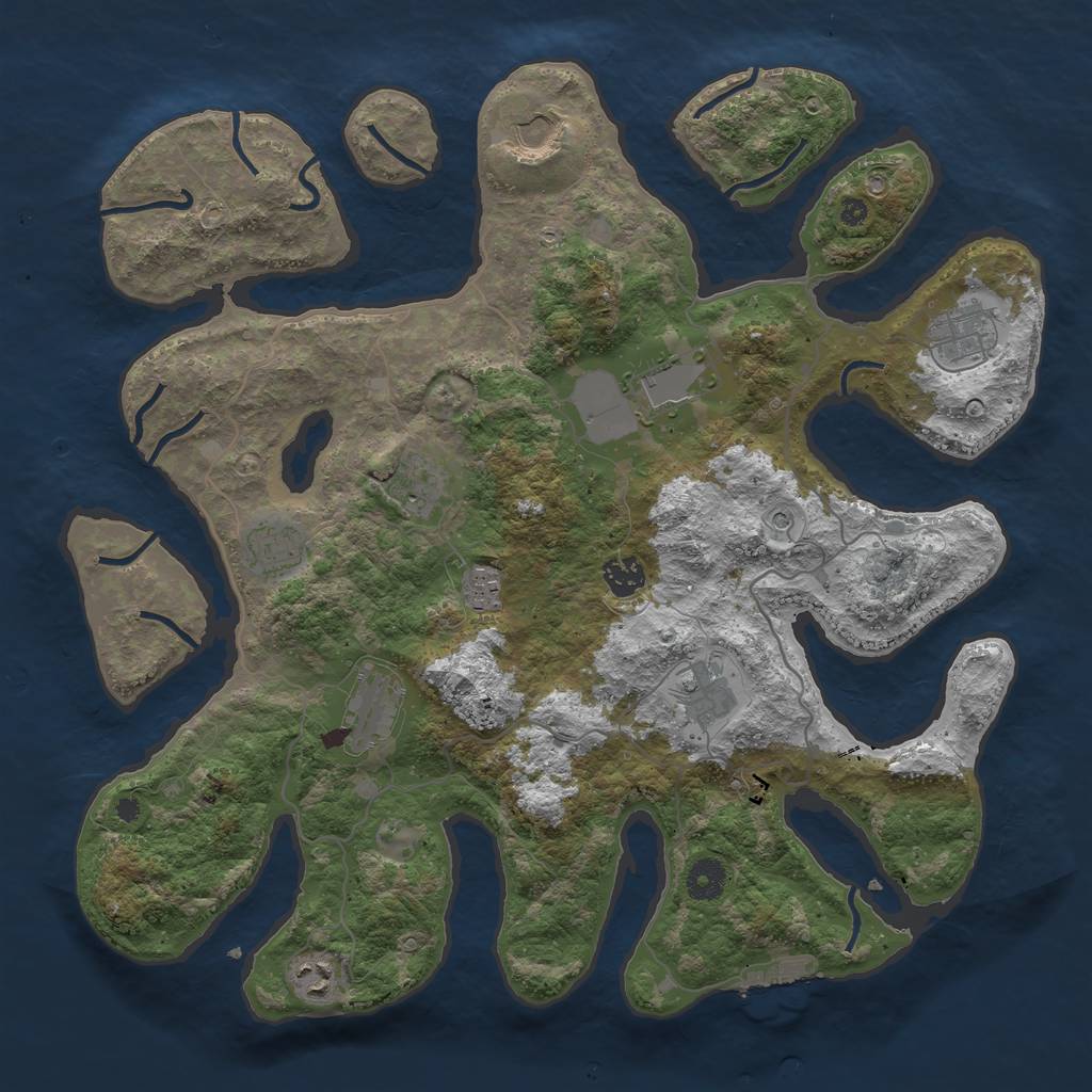 Rust Map: Procedural Map, Size: 4000, Seed: 102920, 14 Monuments