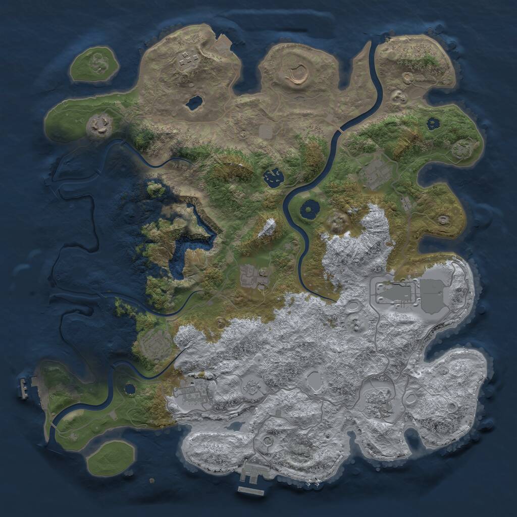 Rust Map: Procedural Map, Size: 4000, Seed: 354649049, 16 Monuments