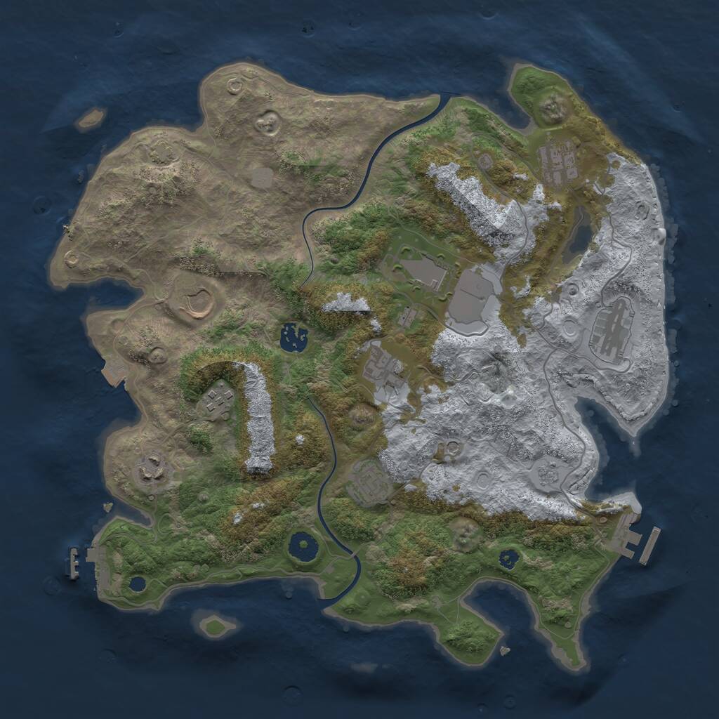 Rust Map: Procedural Map, Size: 3700, Seed: 611057210, 15 Monuments