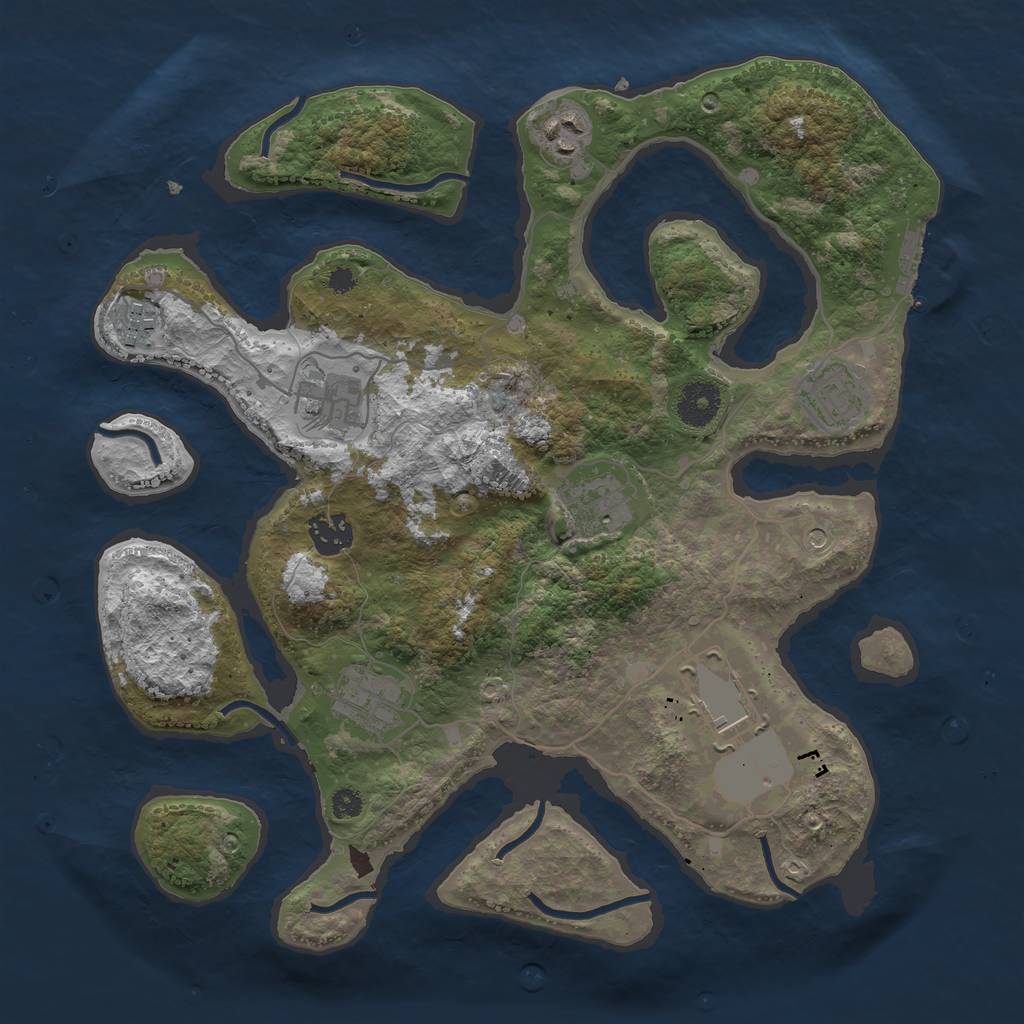 Rust Map: Procedural Map, Size: 3500, Seed: 134083, 12 Monuments