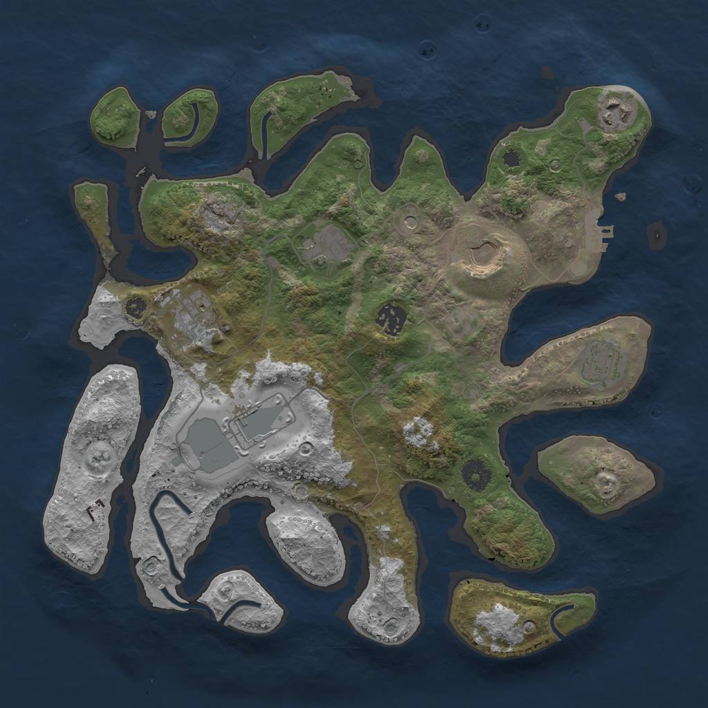 Rust Map: Procedural Map, Size: 3500, Seed: 421577, 11 Monuments