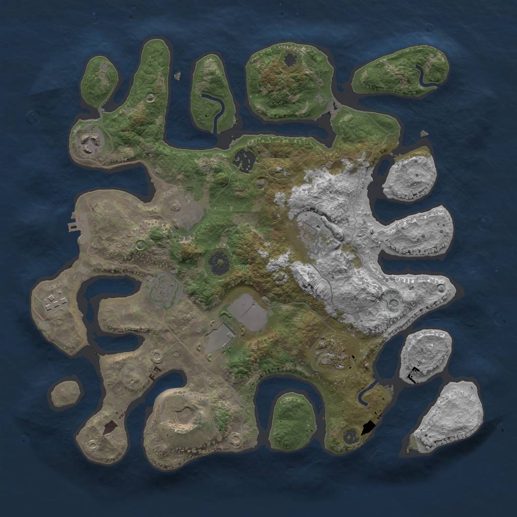 Rust Map: Procedural Map, Size: 3500, Seed: 104501, 13 Monuments