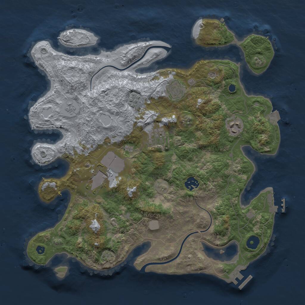 Rust Map: Procedural Map, Size: 3500, Seed: 986060, 12 Monuments